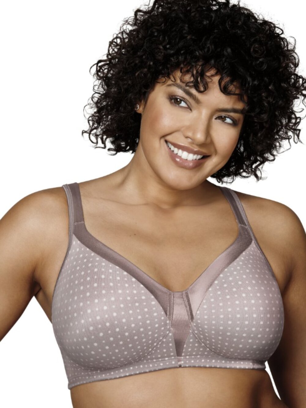 Playtex 18 Hour Sensationally Sleek Wirefree Bra 4803 Warm Steel Dot 36C NWT